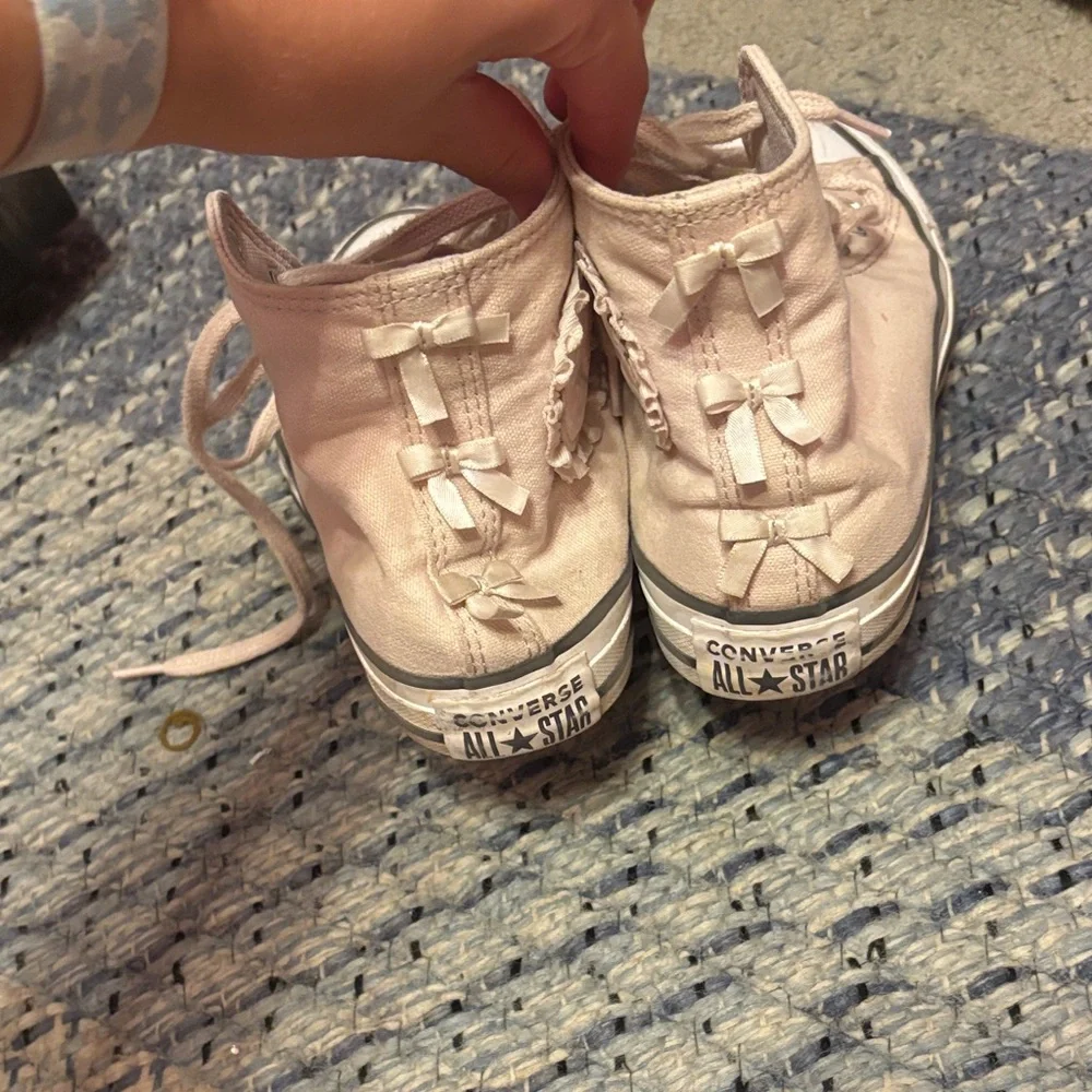 Converse Pink Canvas High-Top Sneakers with Bows